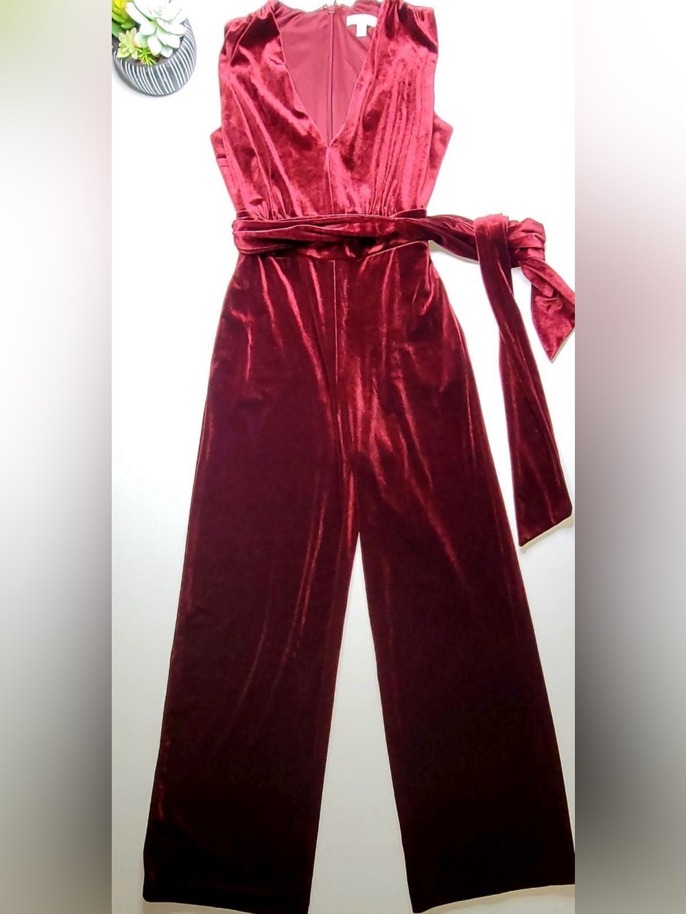 Eva Mendes Kaia Velvet Jumpsuit Women’s XS Plush Velvet V-Neck